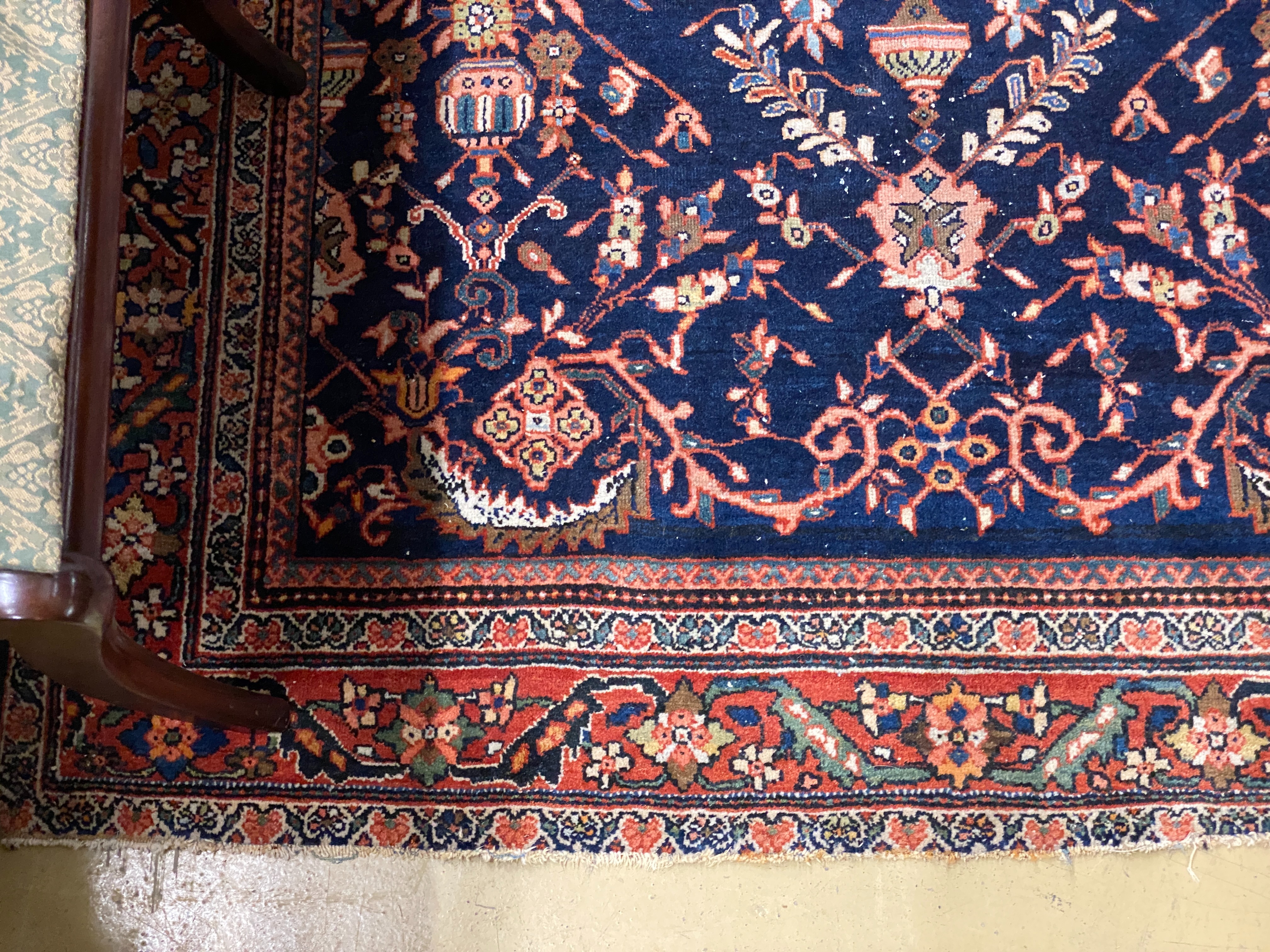 A North West Persian blue ground rug, 200 x 130cm